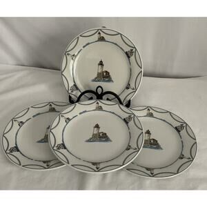 Set Of 4 Oneidacraft On The Sea Stoneware 7” Salad/Dessert Plates
